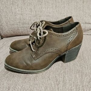 Rocket Dog Womens Dark Brown Faux Leather Heel Lace Up Ankle Booties Size 6.5